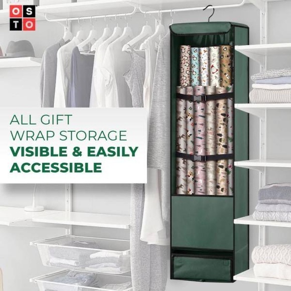 🎁 Hanging Gift Wrap 🎁 Wrapping Paper Storage 360 degrees Tissue Bow Organizer - Picture 10 of 12